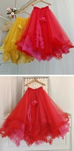 A-line Red Tulle Skirt Outfit Women High Low Long Tulle Skirt for Wedding image 4