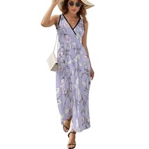 Mondxflaur White Floral Summer Dresses for Women V-neck Sleeveless Long ... - £28.70 GBP+