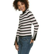 POPSUGAR Ribbed Slit-Sleeve Sweater - Striped - Large L - £39.92 GBP