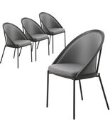 LeisureMod Dining Chair Upholstered Vinyl with Curved Back and Stainless... - $376.83
