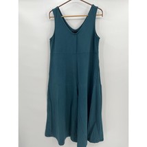 Mien Lakeside Wide Leg Jumpsuit Sz L Rich Teal Blue Sleeveless Cropped - £58.03 GBP