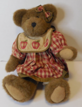 Boyds Bears Cora B Applesmith  #912634 Gingham plaid dress apple bib 15&quot; - £17.22 GBP