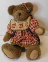 Boyds Bears Cora B Applesmith  #912634 Gingham plaid dress apple bib 15&quot; - £17.08 GBP