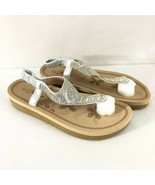 Forever Womens Sandals Ankle Strap Thong Rhinestones Silver Size 6 - £15.37 GBP