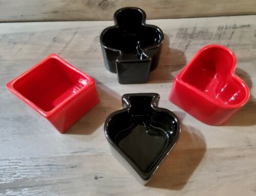 Primary image for Dante's Design Group Ceramic Card Suit Set 4 Candy Appetizer Dishes Deep 4x2.5  