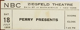 Perry Presents NBC Ziegfield Theatre Ticket Stub July 18 1959 - £6.35 GBP