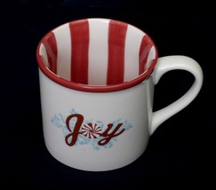 Starbucks Holiday 2007 &quot;Joy&quot; Coffee Mug Peppermint Candy Stripe 14oz Cup 415ml - £18.02 GBP