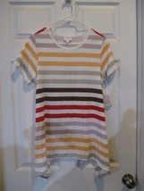 LuLaRoe NWT Melissa Stripes Small Red Brown Yellow Gray - £10.99 GBP