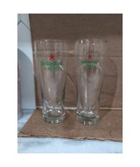 Heineken Light Beer Glasses, Set of 2, Red Star Design, 7.25&quot; Tall, Glas... - £11.72 GBP