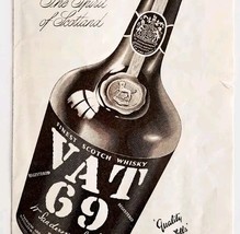 1951 Vat 69 Fine Scotland Scotch Whiskey Advertisement Sphere UK Distill... - $27.36 CAD