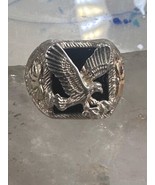 Black Hills Gold ring Eagle Onyx band size 11 sterling silver women men - $3,137.17 MXN