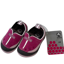 Crocs Baby DAWSON Easy On Shoes Toddler Sz 4 Bubblegum Pink Berry Brown New - £17.72 GBP