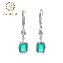 Natural Green Agate Earrings Solid 925 Sterling Silver 4.43ct Gorgeous Fine Jewe - £55.17 GBP