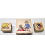 3  Wood Mounted Rubber Stamp Figures - Pooh, Baby Minnie, Mary&#39;s Friend - $286.51 MXN