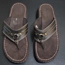 Vintage 90s Lower East Side Dark Brown Chunky Slide Flip Flop Sandals Wo... - $41.48