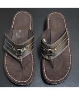 Vintage 90s Lower East Side Dark Brown Chunky Slide Flip Flop Sandals Wo... - $761.89 MXN