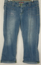 US POLO ASSN Pink Embroidered Pockets Women Capri Blue Jeans Size 13/14 - $10.00