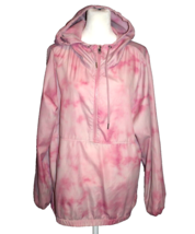 VOLCOM Hooded Light Windbreaker Jacket Pink Tie-Dye 1/2 Zip Women&#39;s Size... - £21.23 GBP
