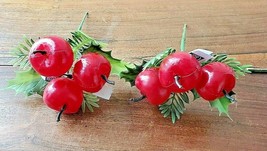 Vintage Set of 2 Marco Plastic Fruit Cherries w/Greenery Artificial Decor (NEW) - £7.87 GBP