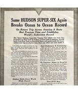 1916 Hudson Motors Super Six Record Advertisement Automobilia Ephemera D... - $377.23 MXN
