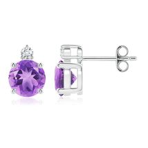 ANGARA Amethyst Stud Earrings with Diamond in Silver for Women (6mm) - $322.05+