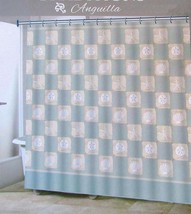 Traditions ANGUILLA Fabric Shower Curtain Shells Sand Dollars Blue Gray New - $27.00