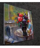 24x24 inches Still life flower  stretched Oil Painting Canvas Art Wall D... - £112.72 GBP