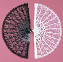 Roaring 20&#39;S Black Lace Hand Fan Fashion Vintage Flapper Halloween Accessory - £5.38 GBP