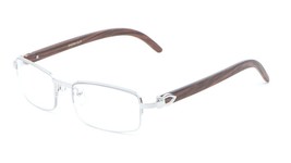 Debonair Slim Half Rim Rectangular Metal &amp; Wood Eyeglasses/Clear Lens Sunglasses - £9.36 GBP