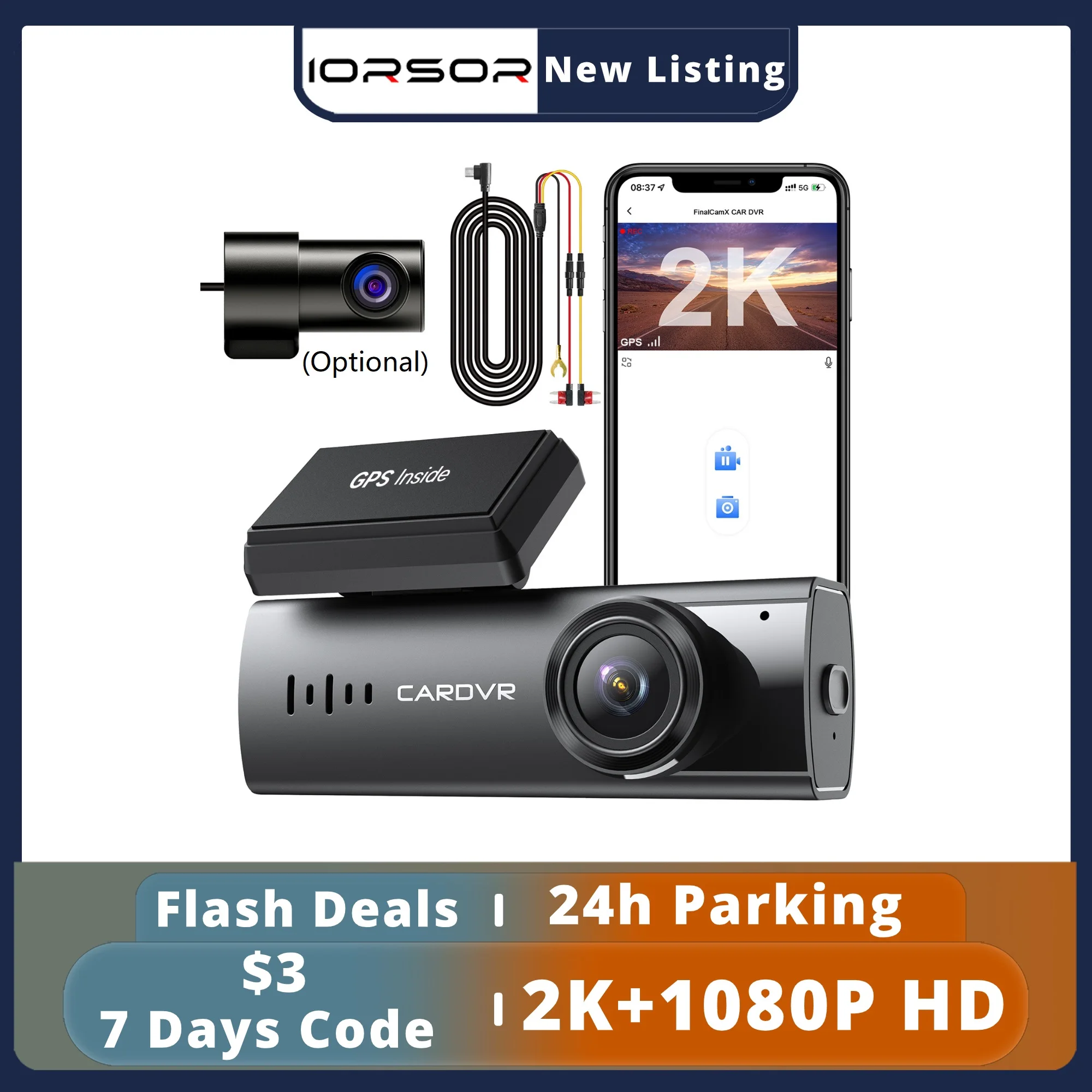 2K Dash Cam GPS Wifi Mini Camera for Car Dvr Night Vision Dashcam 24h Parking - £52.52 GBP+