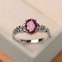 Solid 925 Sterling silver 2.25 Carat Red Ruby July birthstone Ring Size 6 - £95.46 GBP
