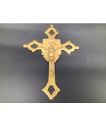 Vintage Solid Brass Crucifix Wall Cross 8.75” Jesus INRI Made in India C... - $25.74
