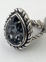 Brighton Abundant Ring, Silver Finish, Gray Crystal J61880 Size 5 New - £44.04 GBP