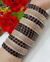 Indian CZ AD Jewelry Gold Plated Bangle Bracelet Black Set Bollywood Bangles - £76.11 GBP