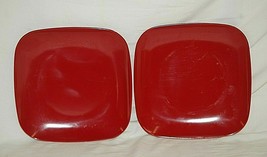 Pair of Red Square Lunch Plates 8&quot; Kitchen Tableware - £11.89 GBP