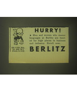 1945 Berlitz School of Languages Ad - Hurry! - £14.55 GBP