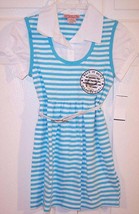 NWT Beautees Girl&#39;s SS Aqua Striped Dress with Belt, Small, $28 - £7.82 GBP