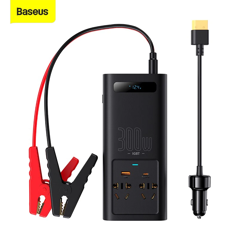 Baseus Car Inverter 300W Car 12V DC to 220V 110V AC Converter USB Typc C Charger - £115.09 GBP