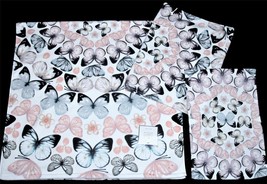 3 Pc Deborah Connolly Butterflies Plush Velour Bath Hand Fingertip Towels NWT - £34.36 GBP