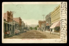 Vintage Postcard Market Street Redding California 1904 UK Multiple Cancels - £10.27 GBP