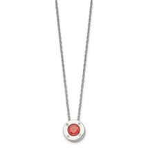 July Red Birthstone  Circle Pendant on 20 inch Loose Rope Chain Stainless Steel - £46.09 GBP