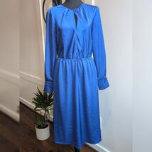H&amp;M Royal Blue Satin A-Line Dress Medium Long Sleeve NWT - €20,45 EUR