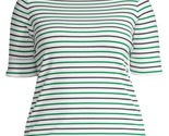 Lauren Ralph Lauren Womens Striped Stretch Boatneck Top Green/Navy/White... - $12.50