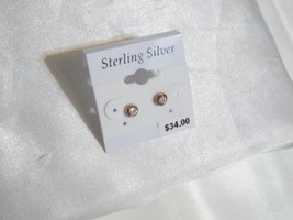 Department Store 1/8&quot; Rose Gold /Sterling Silver Crystal Stud Earrings R612 - £7.20 GBP