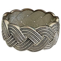 Avalaya Oval Textured Braided Hinged Silver Tone Bangle Bracelet - £10.27 GBP