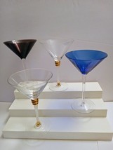 4 Colorful Crystal Martini  Glasses - £25.40 GBP