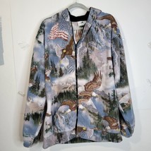 Mens Black Mountain USA Made Zip Front Jacket American Eagle/Flag Motif ... - $24.16