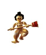 1992 Avon Scarecrow Witch Halloween Brooch Pin Gold Tone Enamel Filled V... - $34.82 CAD