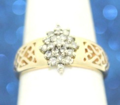 1/2 ct DIAMOND CLUSTER RING REAL SOLID 10 K GOLD 3.1 g SIZE 6.25 - £501.08 GBP