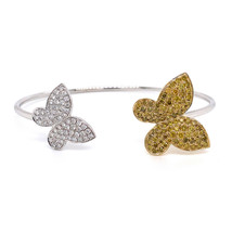 Yellow Diamonds - Bangle Bracelet 1.72ct Natural Fancy Yellow 18K Goild Buttefly - £4,022.12 GBP